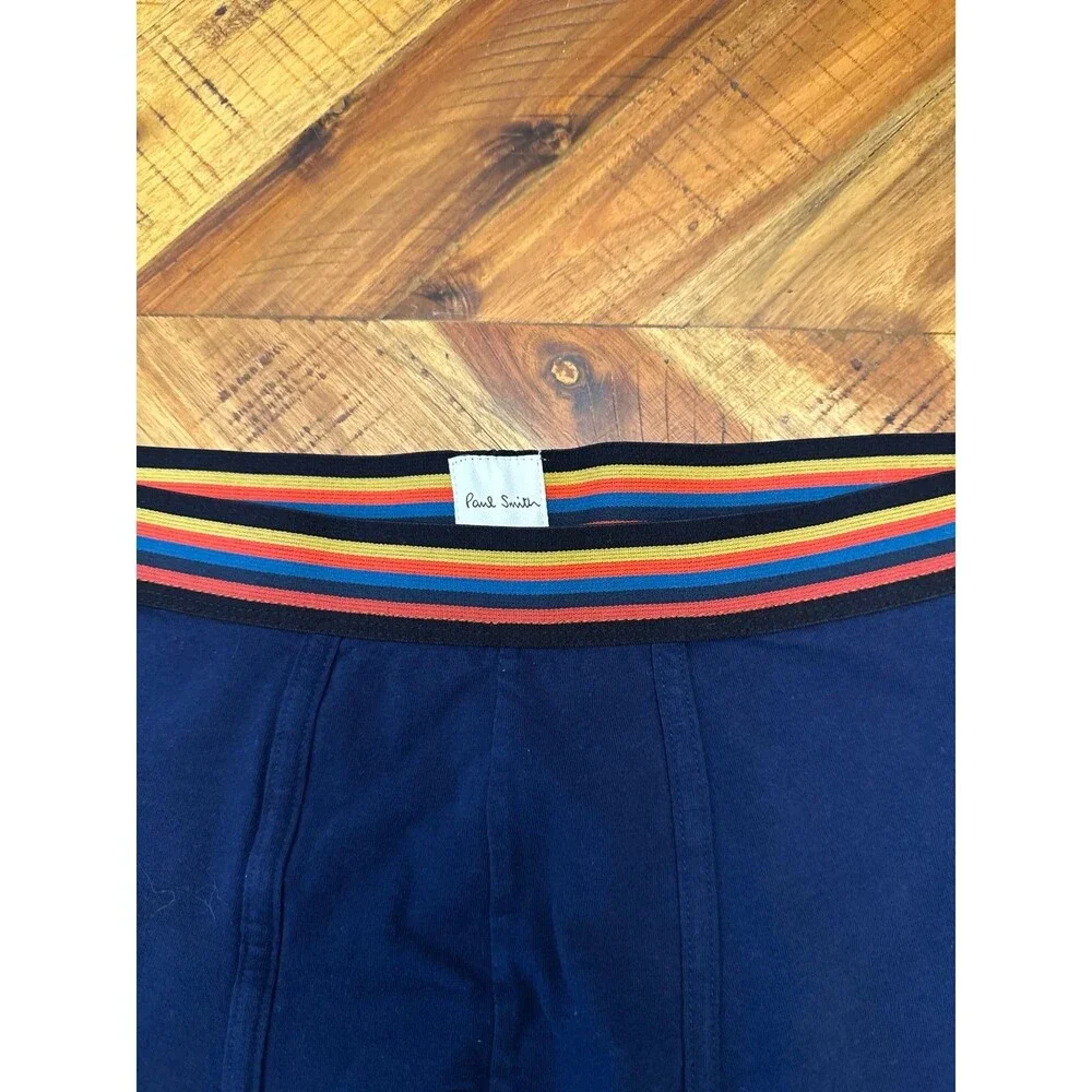 Paul Smith Boxer Briefs Underwear Men’s Large Navy Blue 9” Colorful Striped